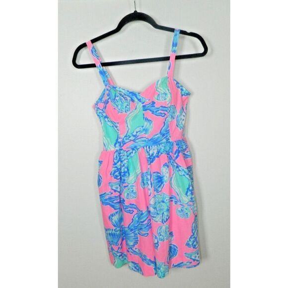 LILLY‎ PULITZER Dress Size 2  Pink Pout Barefoot Princess Seashell Cotton - Picture 8 of 12